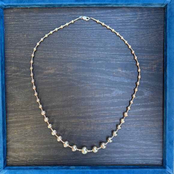 32" Vintage Desert Pearls Sterling Silver Necklace Graduated Bead 925 LONG - Picture 9 of 16